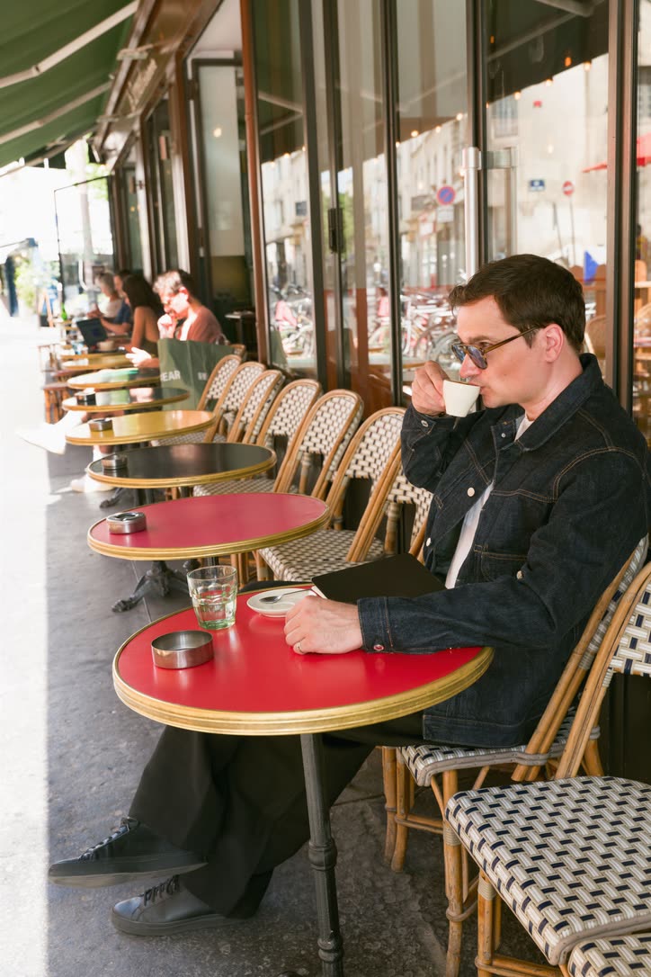 A café terrace, mid-morning