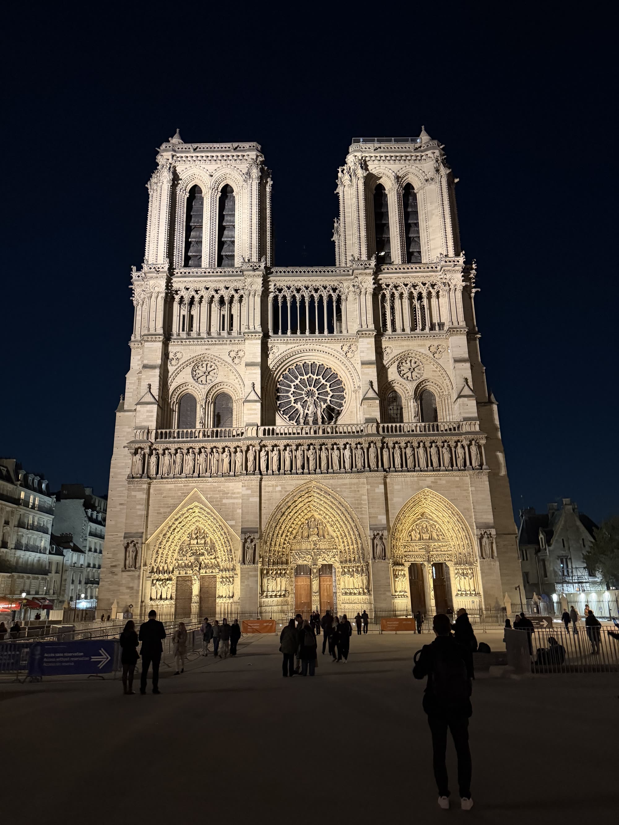 The west front, lit